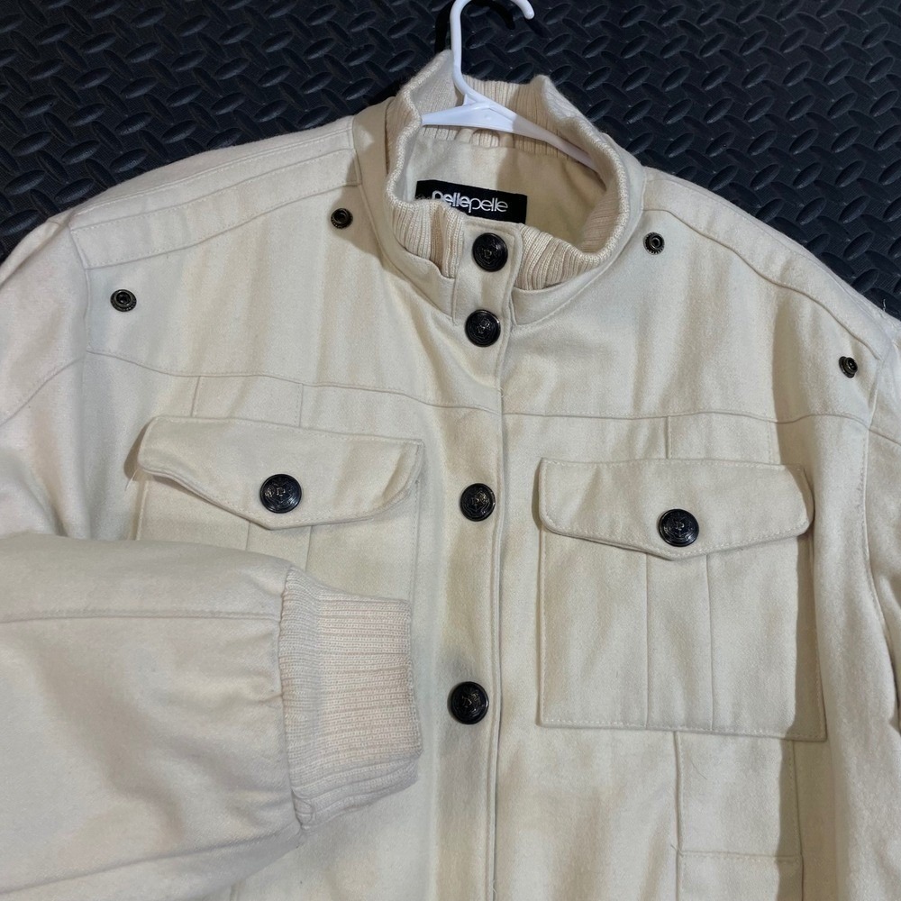Pelle Pelle Utility Jacket 3XL Beige Wool Blend Full Zip Hip Hop Y2K Streetwear
